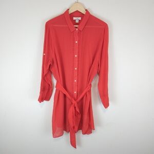 Draper James Red Swim Coverup Shirt Dress